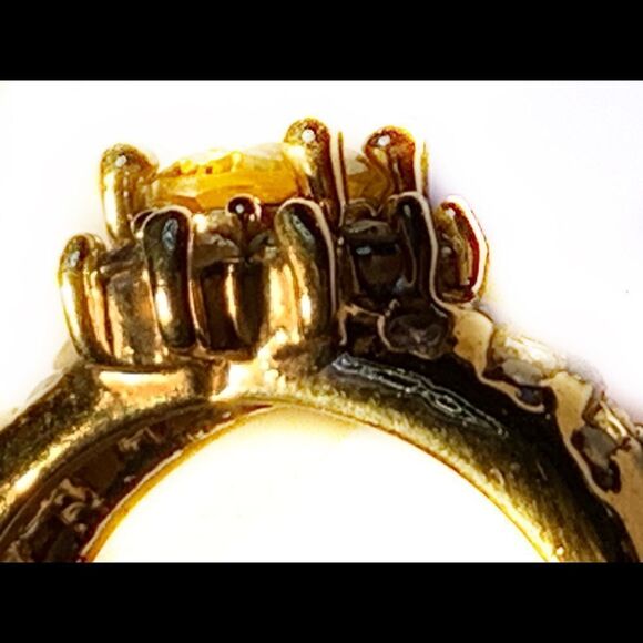 Vintage faux citrine cz large 1980’s huge cocktail ring gold plate size 10 - Picture 11 of 11